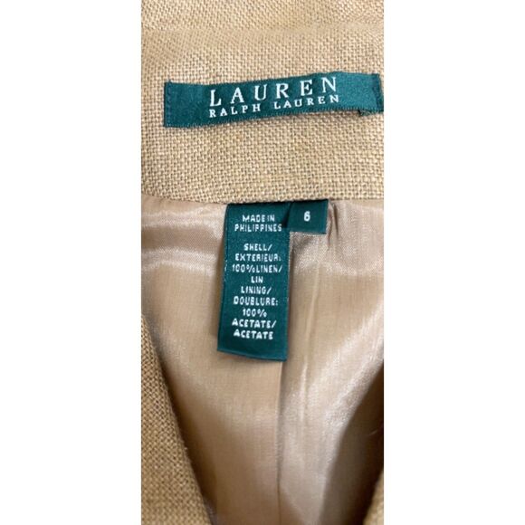 Lauren Ralph Lauren 100% Linen safari/military style top. Size 6. - Picture 7 of 7